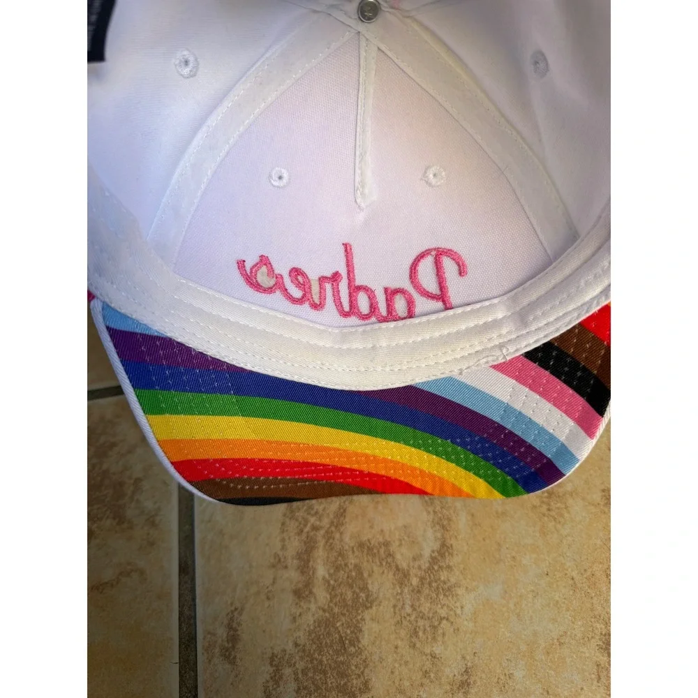 San Diego Padres White Pink Rope Snapback Hat Rainbow Pride Stripe